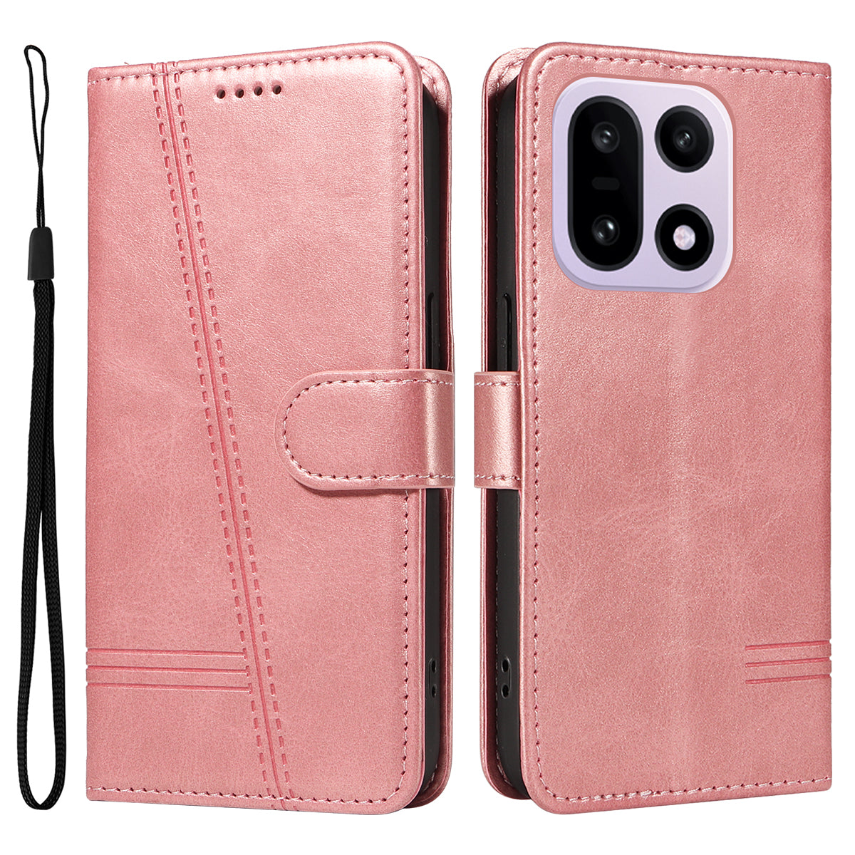 OnePlus 15 5G Plånboksfodral T-formade linjer Lädermobilfodral Stativ