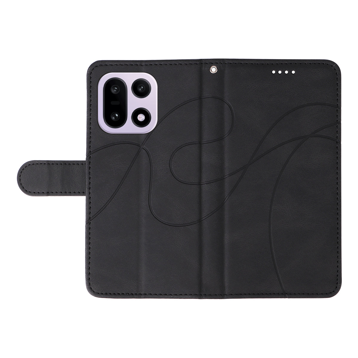 OnePlus 15 5G plånboksfodral lädermobilfodral med stativ med böjd linjedesign