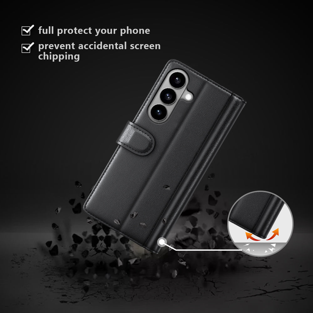 Skal i äkta splitterläder med plånboksfodral till Samsung Galaxy S26