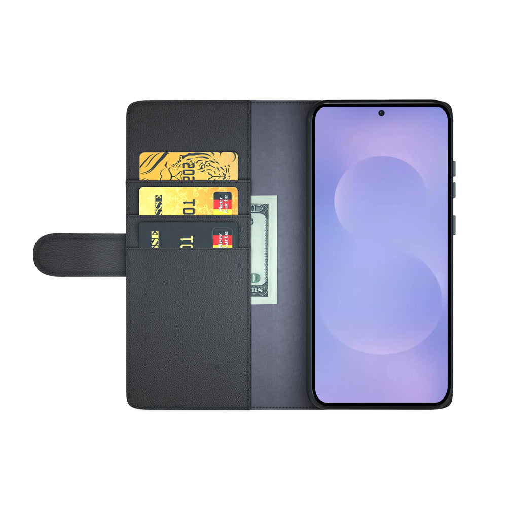 Skal i äkta splitterläder med plånboksfodral till Samsung Galaxy S26