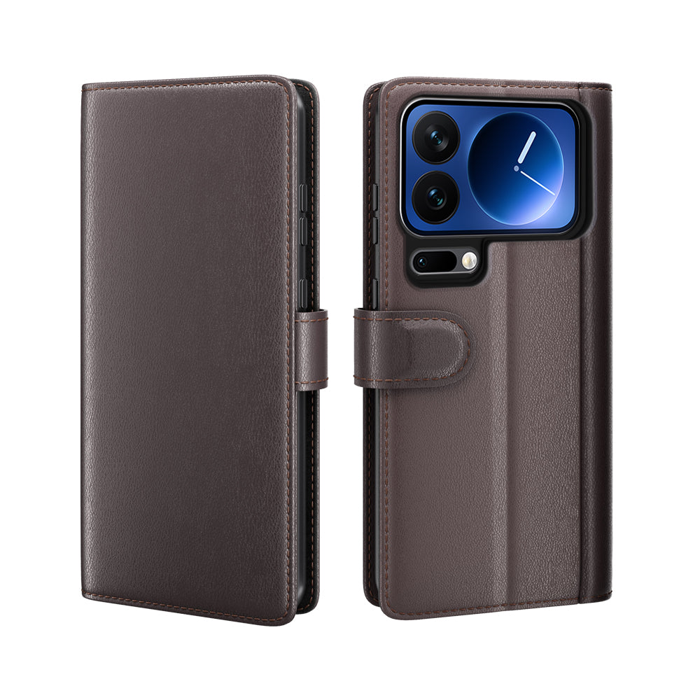 For Xiaomi 17 Pro Case Genuine Split Leather Phone Cover with Wallet Stand