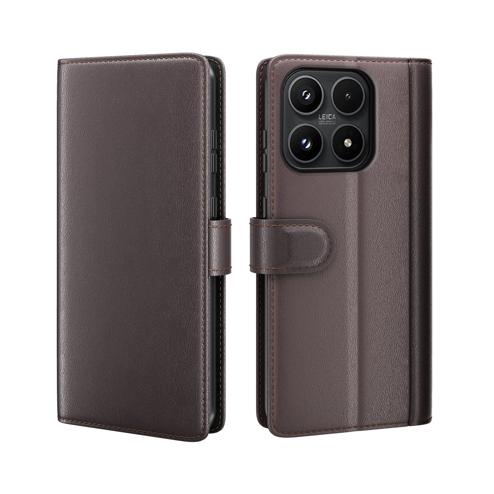For Xiaomi 17 Case Genuine Split Leather Phone Cover with Wallet Stand