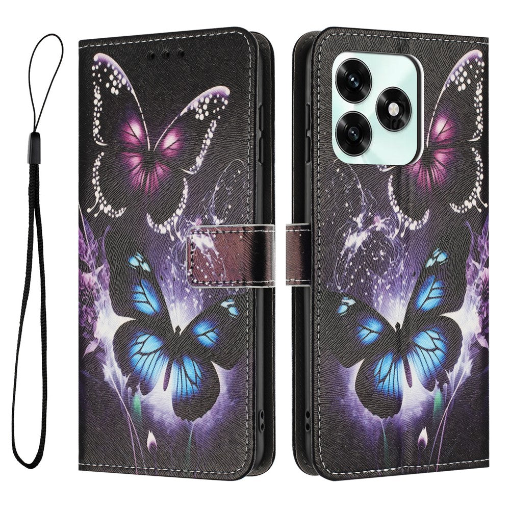 For Honor X5c 4G / Honor X5c Plus 4G Pung Etui Mønstertryk PU Læder Telefoncover med Snor