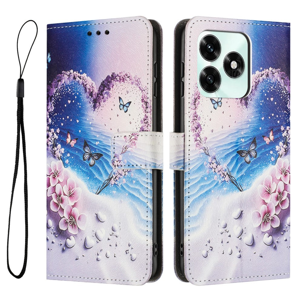 For Honor X5c 4G / Honor X5c Plus 4G Pung Etui Mønstertryk PU Læder Telefoncover med Snor