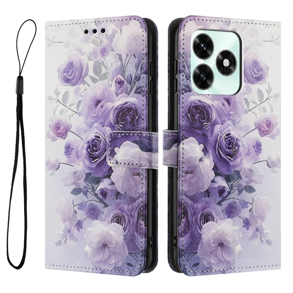 For Honor X5c 4G / Honor X5c Plus 4G Pung Etui Mønstertryk PU Læder Telefoncover med Snor