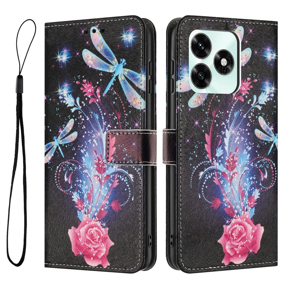 For Honor X5c 4G / Honor X5c Plus 4G Pung Etui Mønstertryk PU Læder Telefoncover med Snor