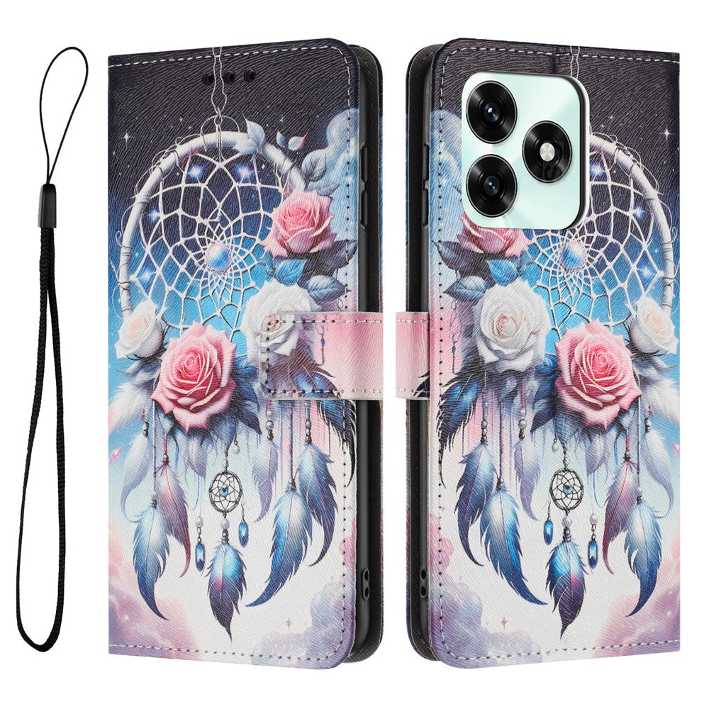 For Honor X5c 4G / Honor X5c Plus 4G Pung Etui Mønstertryk PU Læder Telefoncover med Snor