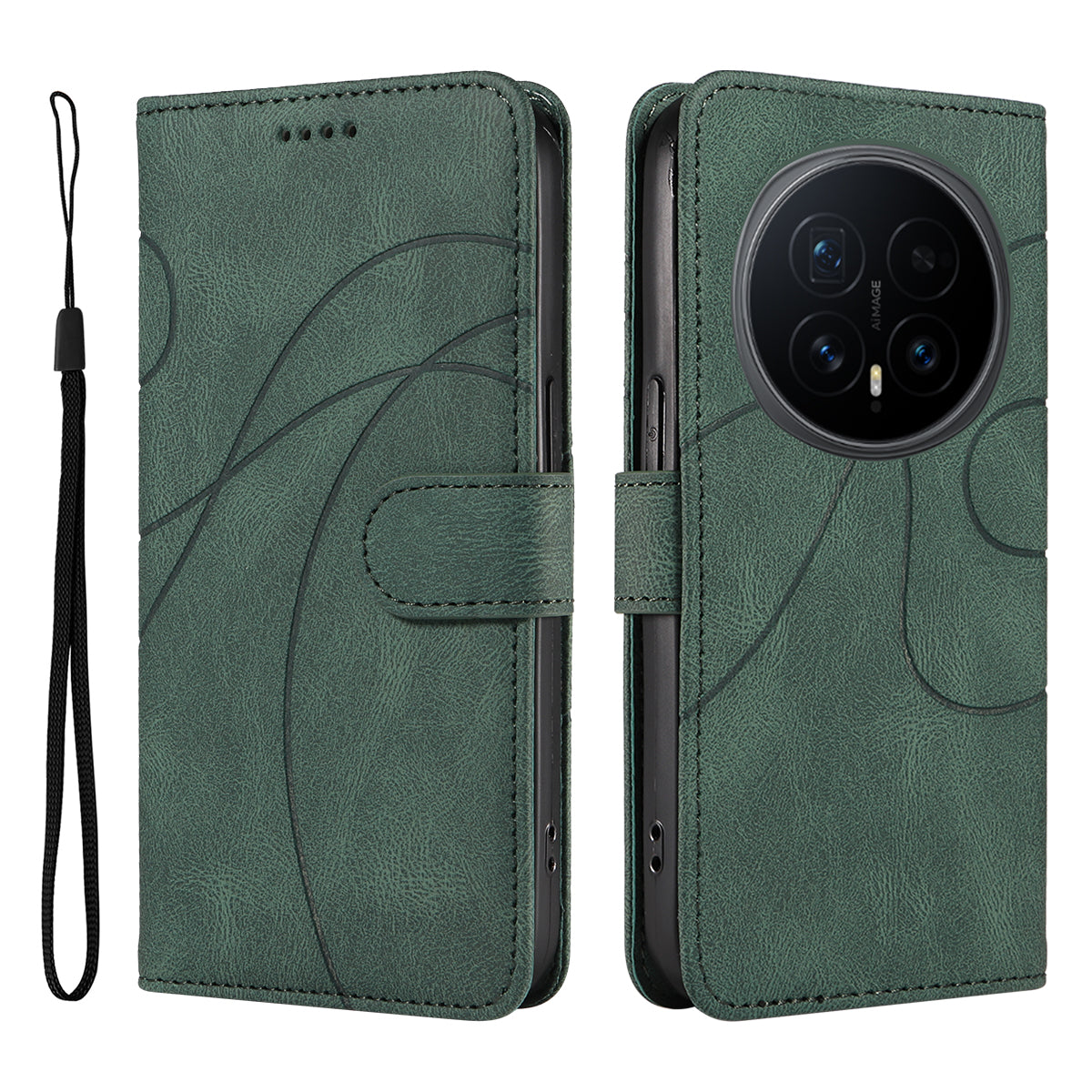 For Honor Magic8 5G Wallet Case Leather Phone Cover Stand with Curved Line Design