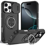 Til iPhone 16 Pro Max Magnetisk Cover Skydbart Kameralåg Roterende Støtteben PC + TPU Telefoncover