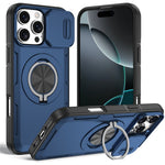 Til iPhone 16 Pro Max Magnetisk Cover Skydbart Kameralåg Roterende Støtteben PC + TPU Telefoncover