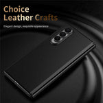 For Samsung Galaxy Z Fold4 5G Magnetic Case Hinge Protection Leather PC Phone Cover with Smart Side Button / Tempered Glass Film