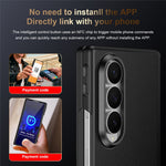 For Samsung Galaxy Z Fold4 5G Magnetic Case Hinge Protection Leather PC Phone Cover with Smart Side Button / Tempered Glass Film