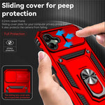 Bagcover til Samsung Galaxy A04 4G (164,4 x 76,3 x 9,1 mm), Stødsikker PC + TPU beskyttelsescover til telefon med skydbar kamerabeskyttelse og metalringstøtteben