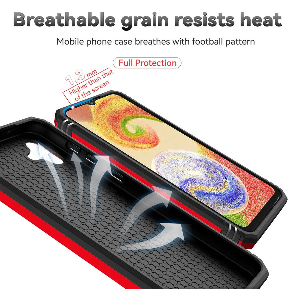 Bagcover til Samsung Galaxy A04 4G (164,4 x 76,3 x 9,1 mm), Stødsikker PC + TPU beskyttelsescover til telefon med skydbar kamerabeskyttelse og metalringstøtteben
