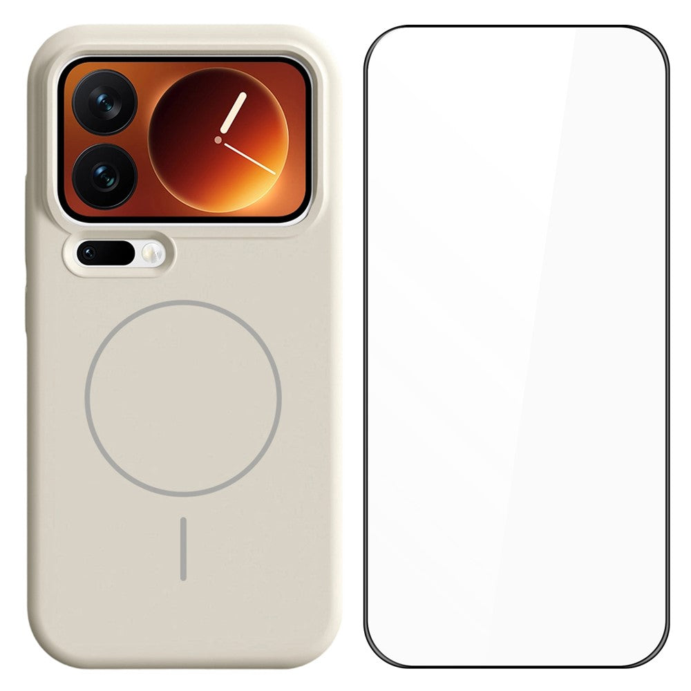 Xiaomi 17 Pro flytande silikon magnetiskt skal stötsäkert mobilskydd med skärmskydd