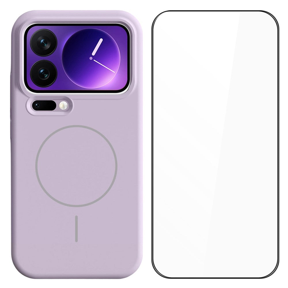 Xiaomi 17 Pro flytande silikon magnetiskt skal stötsäkert mobilskydd med skärmskydd
