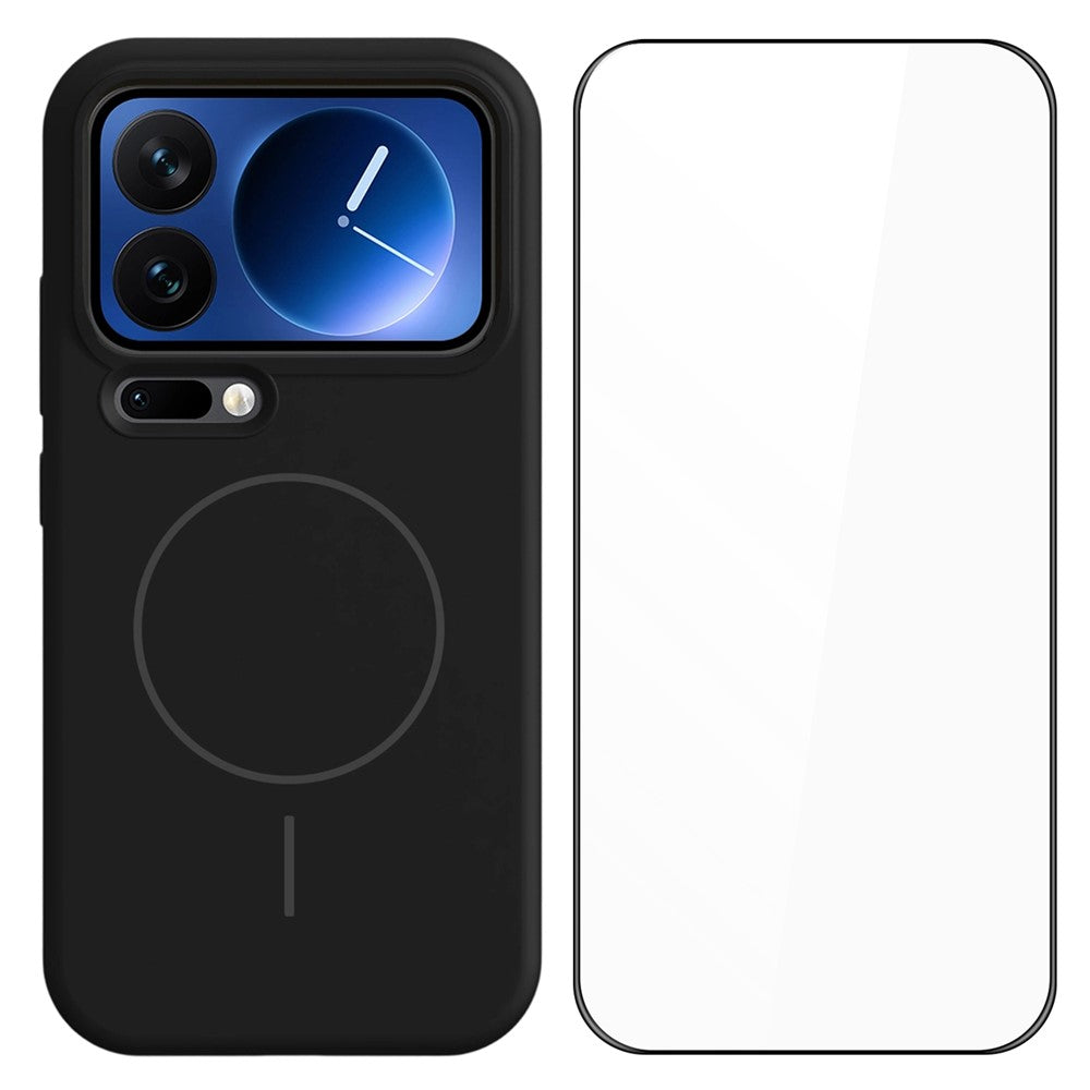Xiaomi 17 Pro flytande silikon magnetiskt skal stötsäkert mobilskydd med skärmskydd