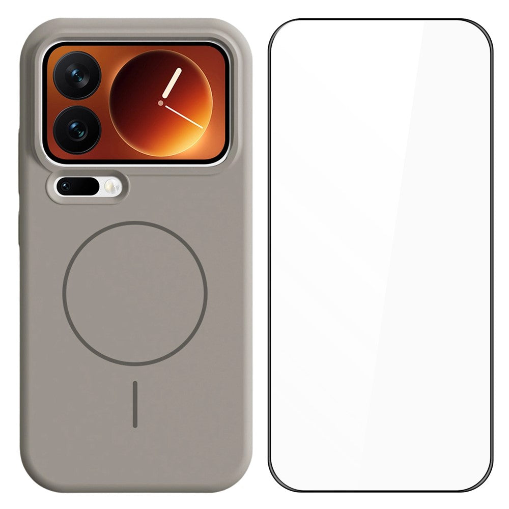 Xiaomi 17 Pro flytande silikon magnetiskt skal stötsäkert mobilskydd med skärmskydd