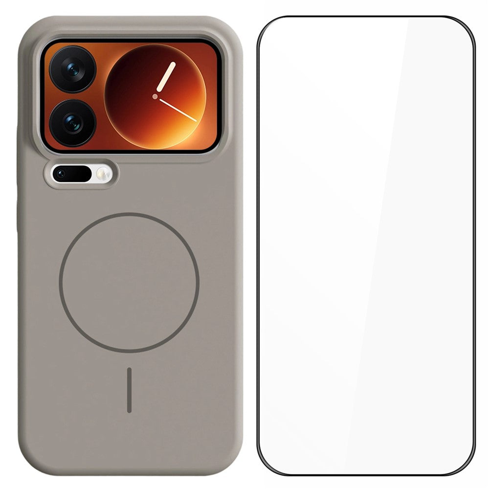 For Xiaomi 17 Pro Max Liquid Silicone Case Magnetic Case Shockproof Phone Cover with Screen Protector
