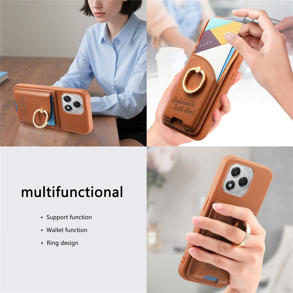 For Honor 400 Lite 5G Case Card Holder Rhinestone Ring Holder Kickstand Leather Back Phone Cover