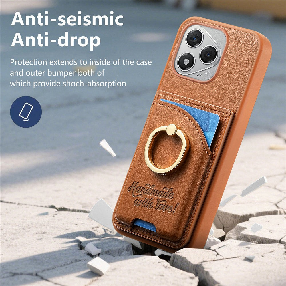 For Honor 400 Lite 5G Case Card Holder Rhinestone Ring Holder Kickstand Leather Back Phone Cover