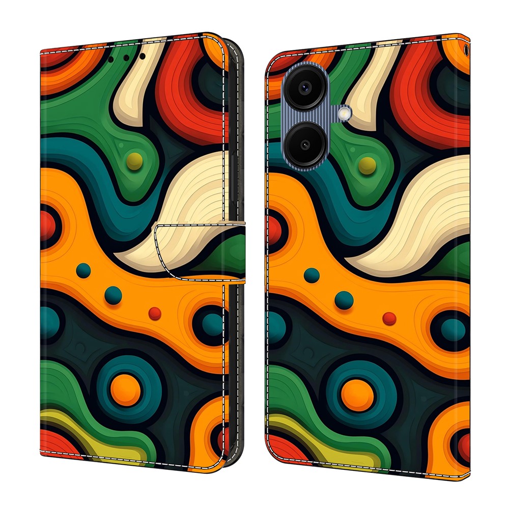 Til Samsung Galaxy A08 5G / A08 4G / A07 5G / A07 4G Cover, Foldbart Stativ, Tegnebog, Mønstertryk, PU Læder Flip Telefoncover
