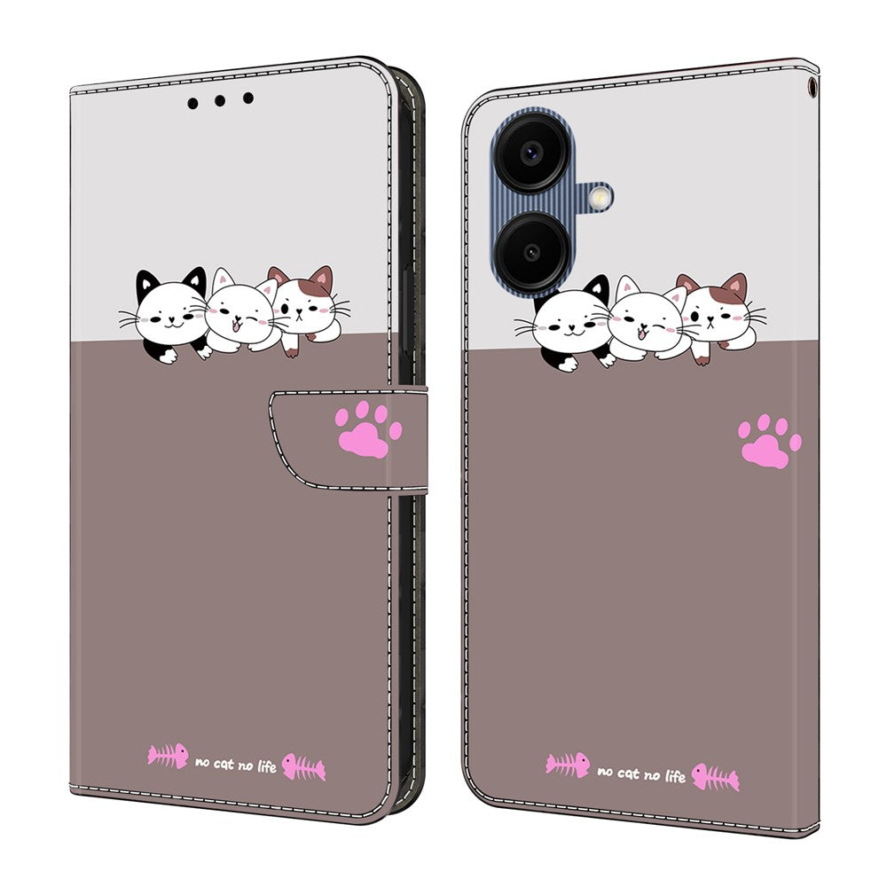 Til Samsung Galaxy A08 5G / A08 4G / A07 5G / A07 4G Cover, Foldbart Stativ, Tegnebog, Mønstertryk, PU Læder Flip Telefoncover