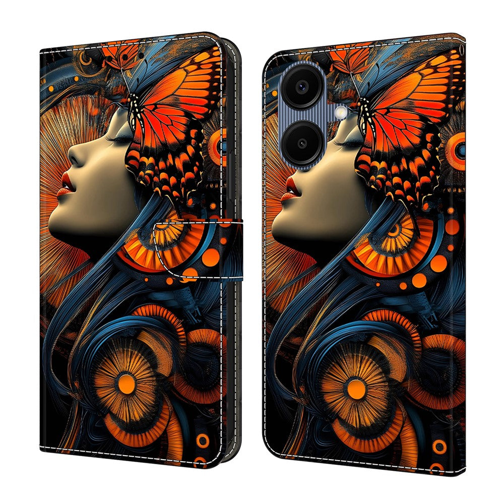 Til Samsung Galaxy A08 5G / A08 4G / A07 5G / A07 4G Cover, Foldbart Stativ, Tegnebog, Mønstertryk, PU Læder Flip Telefoncover