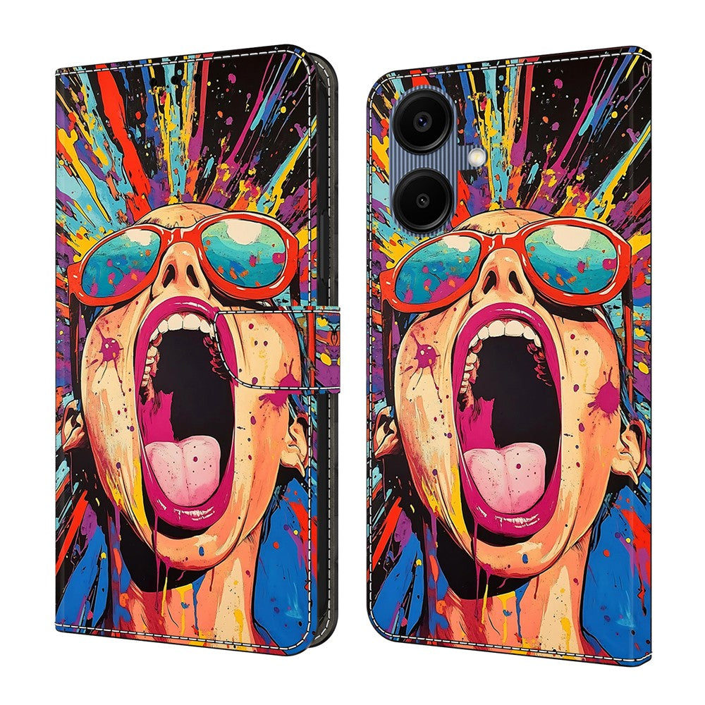 Til Samsung Galaxy A08 5G / A08 4G / A07 5G / A07 4G Cover, Foldbart Stativ, Tegnebog, Mønstertryk, PU Læder Flip Telefoncover