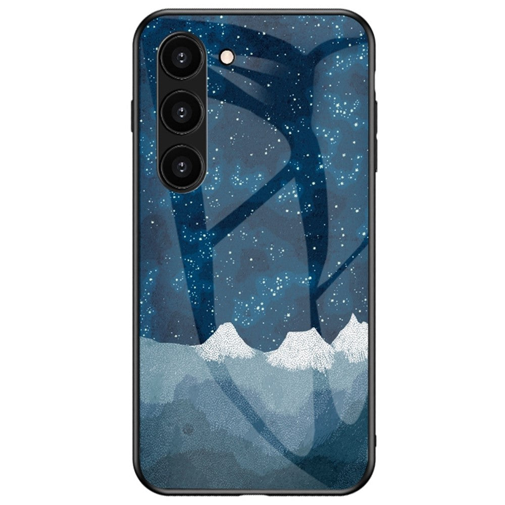 Anti-Fall Phone Case for Samsung Galaxy S23, TPU PC Tempered Glass Shockproof Cover Starry Sky Pattern Printed Phone Case