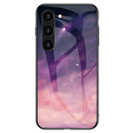 Anti-Fall Phone Case for Samsung Galaxy S23, TPU PC Tempered Glass Shockproof Cover Starry Sky Pattern Printed Phone Case