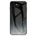 Anti-Fall Phone Case for Samsung Galaxy S23, TPU PC Tempered Glass Shockproof Cover Starry Sky Pattern Printed Phone Case
