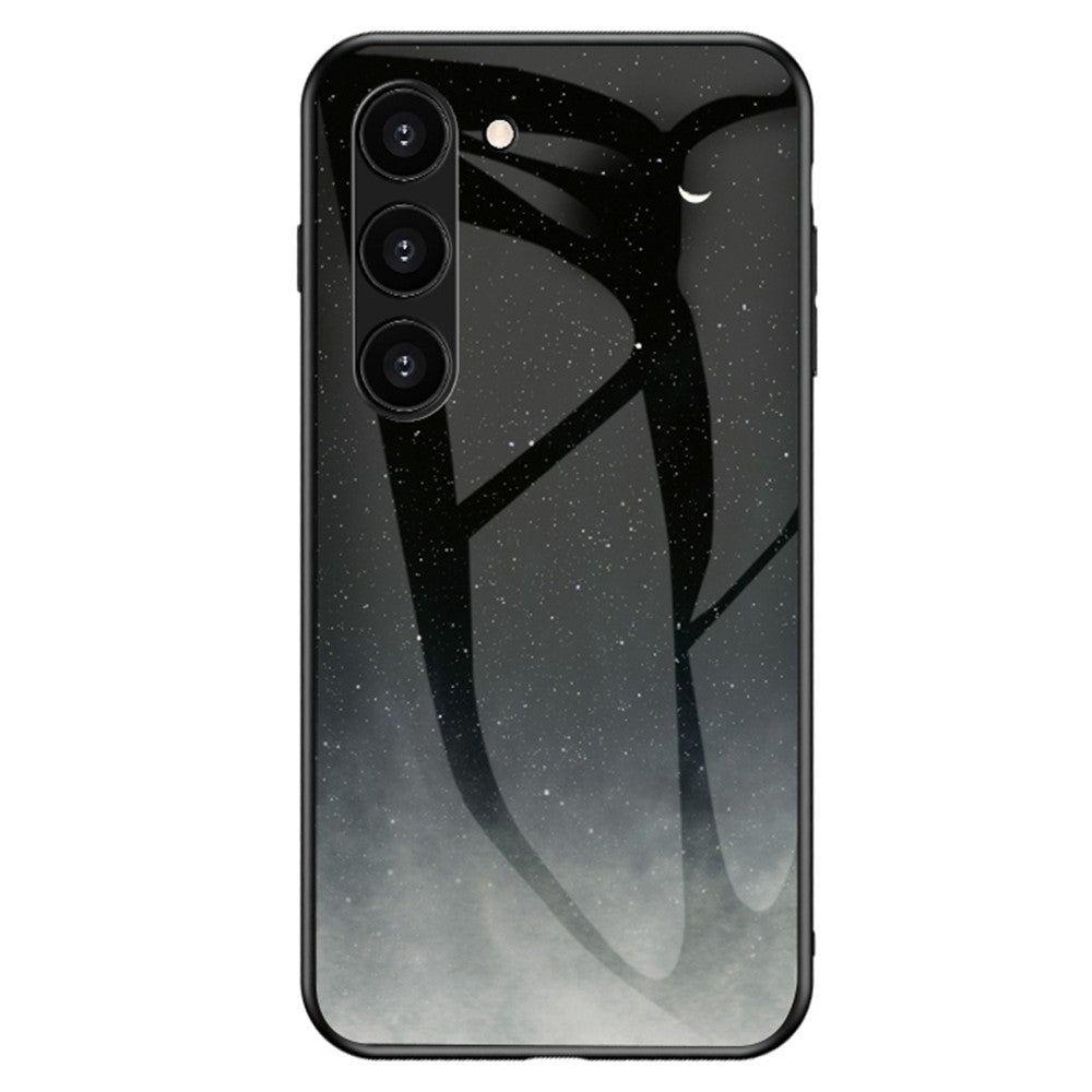 Anti-Fall Phone Case for Samsung Galaxy S23, TPU PC Tempered Glass Shockproof Cover Starry Sky Pattern Printed Phone Case