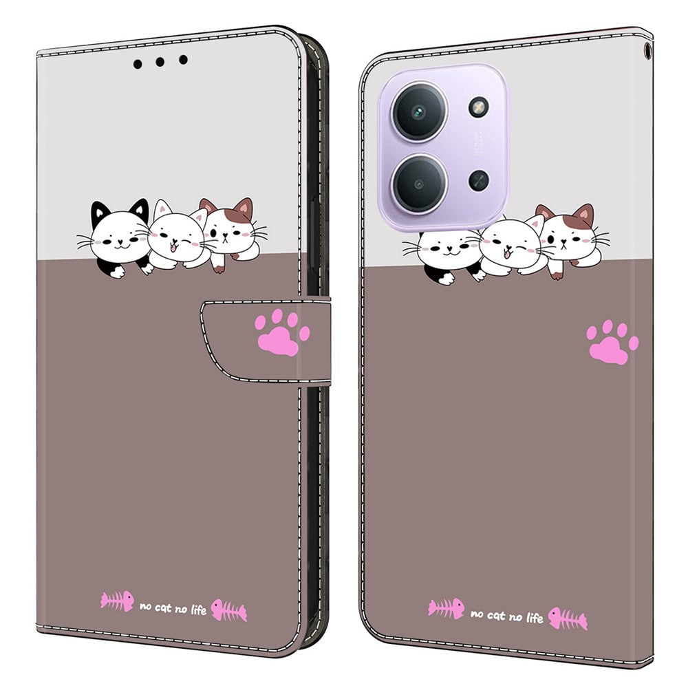 For Xiaomi Redmi 15C 4G (Global) (171mm)  /  Poco C85 4G (171mm) Case Foldable Stand Wallet Pattern Printing PU Leather Flip Phone Cover