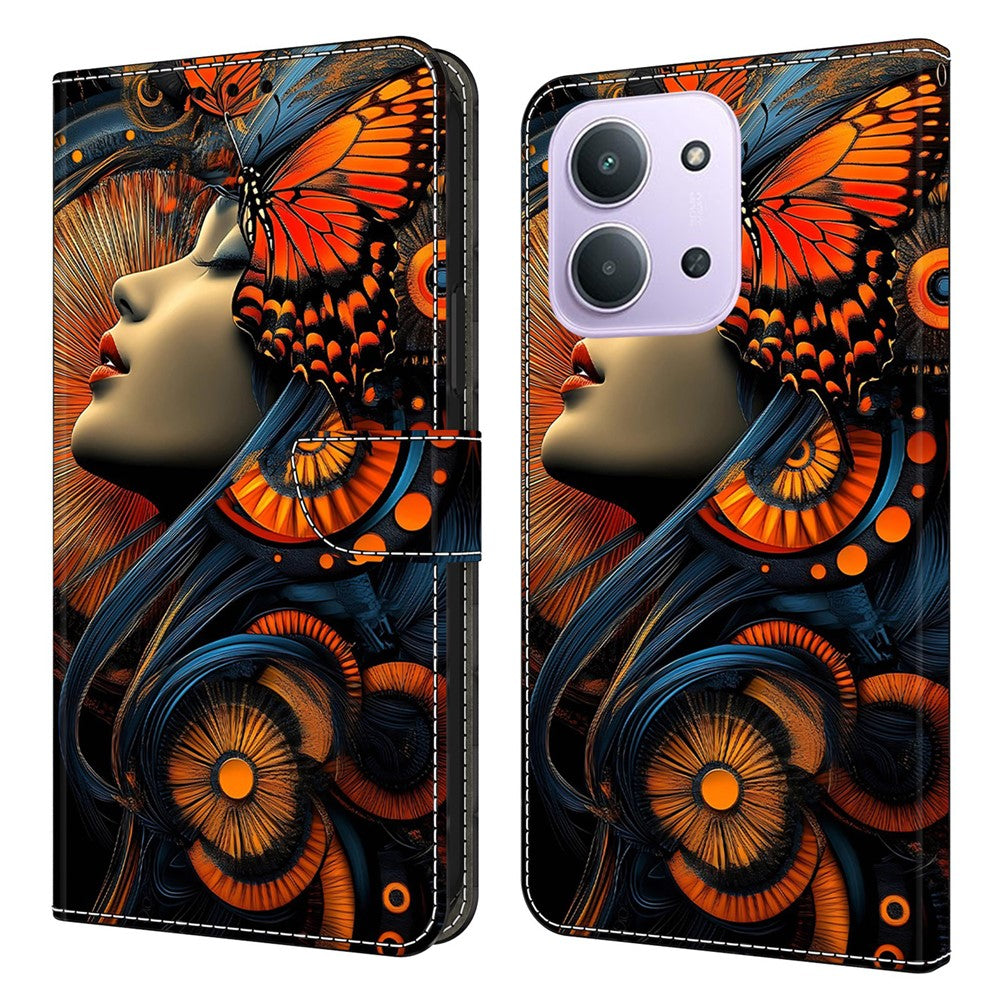 For Xiaomi Redmi 15C 4G (Global) (171mm)  /  Poco C85 4G (171mm) Case Foldable Stand Wallet Pattern Printing PU Leather Flip Phone Cover