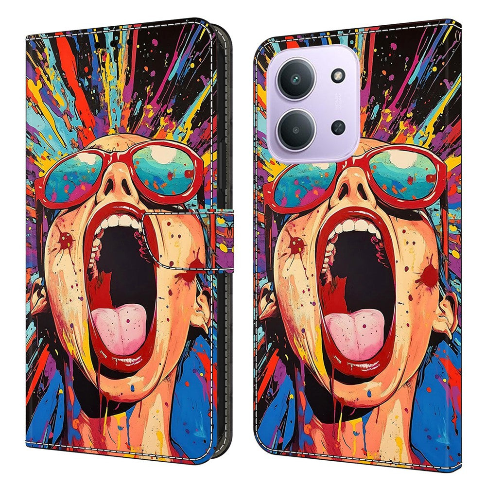 For Xiaomi Redmi 15C 4G (Global) (171mm)  /  Poco C85 4G (171mm) Case Foldable Stand Wallet Pattern Printing PU Leather Flip Phone Cover