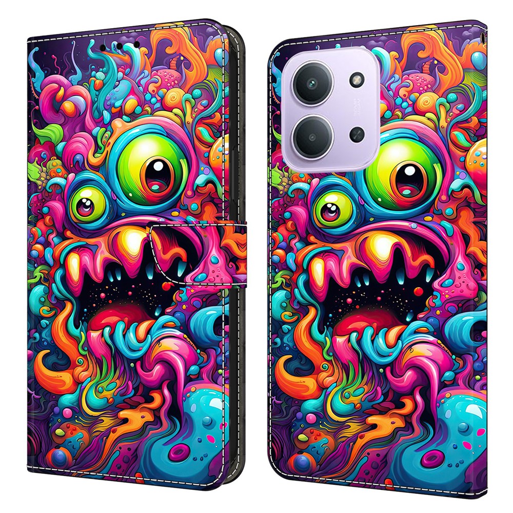 For Xiaomi Redmi 15C 4G (Global) (171mm)  /  Poco C85 4G (171mm) Case Foldable Stand Wallet Pattern Printing PU Leather Flip Phone Cover