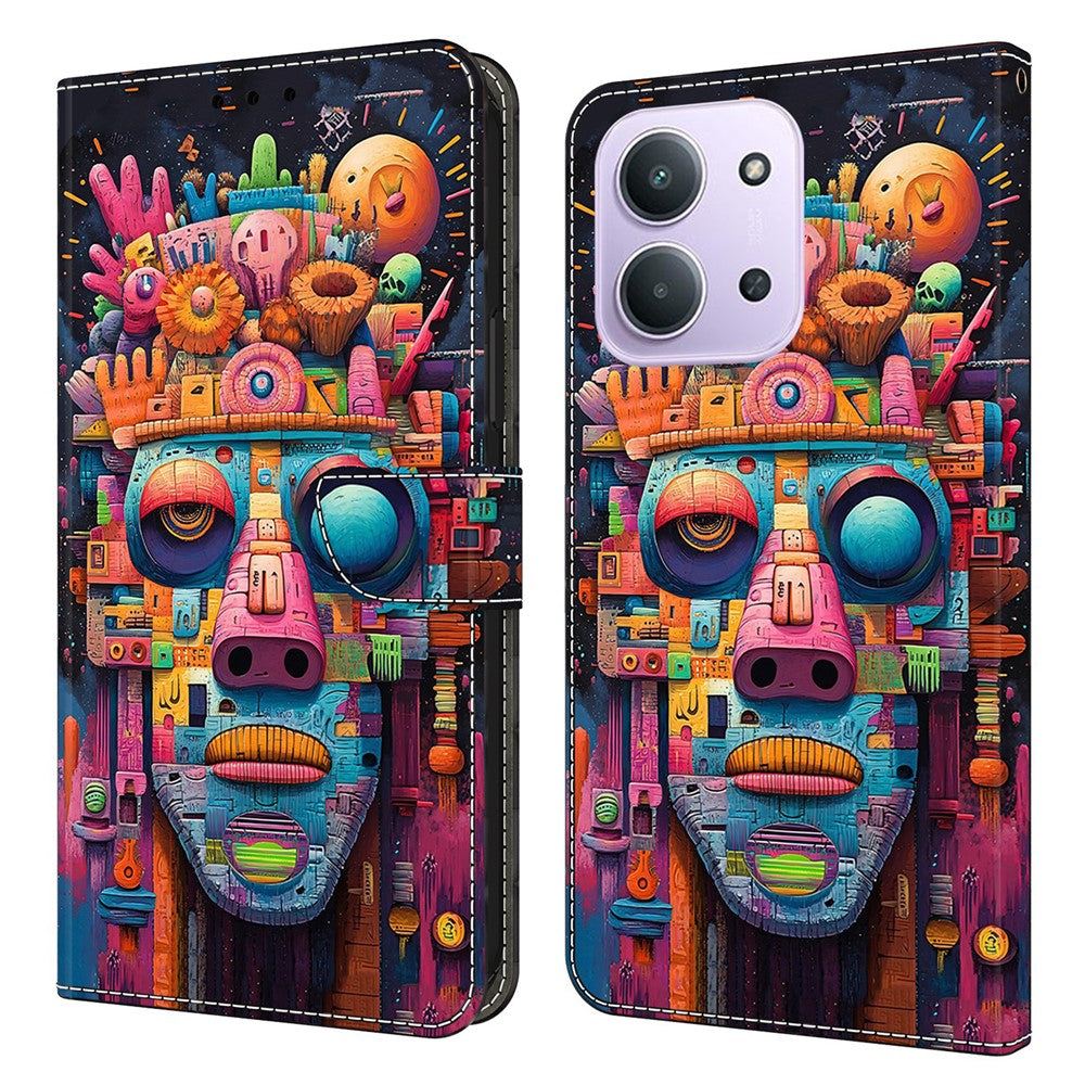 For Xiaomi Redmi 15C 4G (Global) (171mm)  /  Poco C85 4G (171mm) Case Foldable Stand Wallet Pattern Printing PU Leather Flip Phone Cover