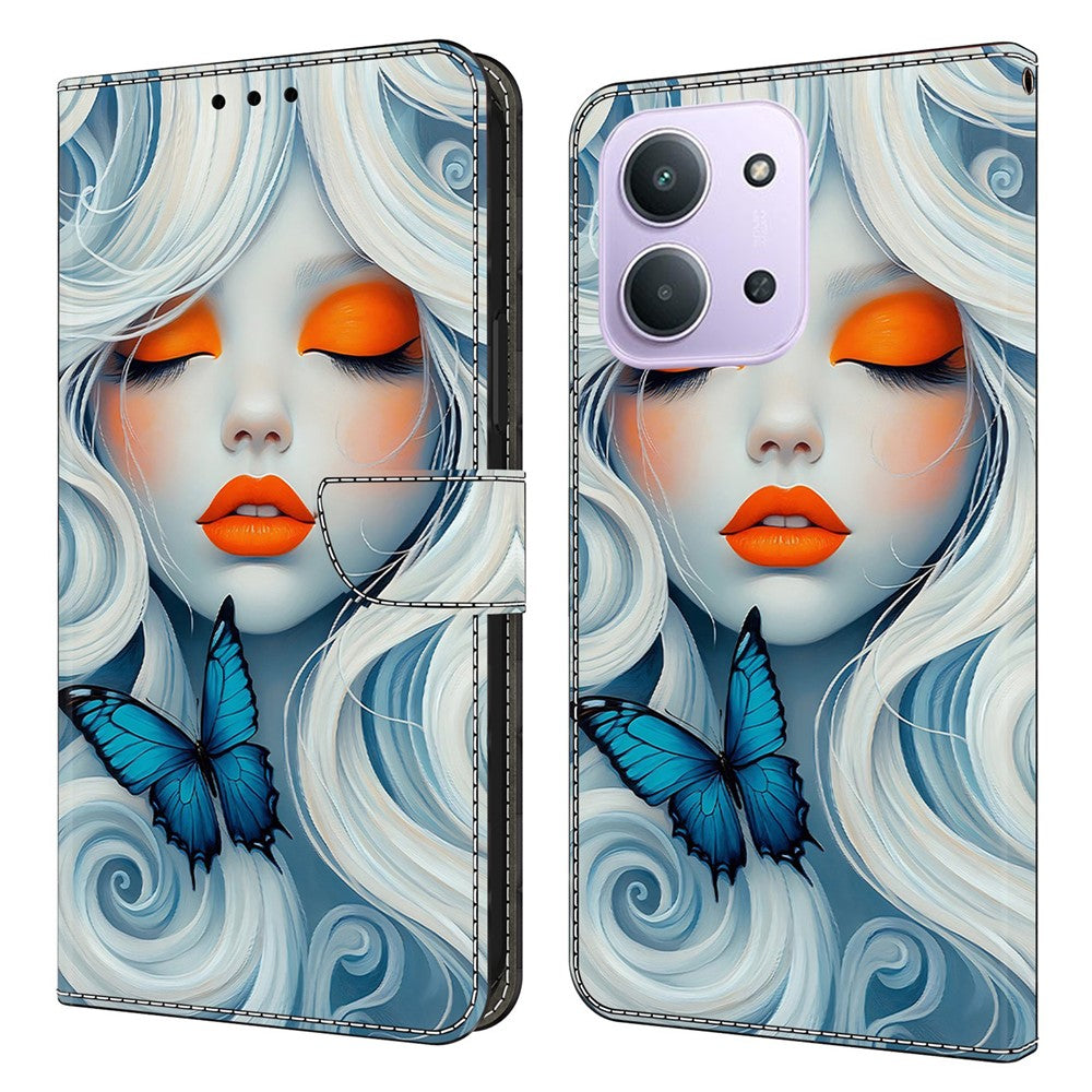 For Xiaomi Redmi 15C 4G (Global) (171mm)  /  Poco C85 4G (171mm) Case Foldable Stand Wallet Pattern Printing PU Leather Flip Phone Cover