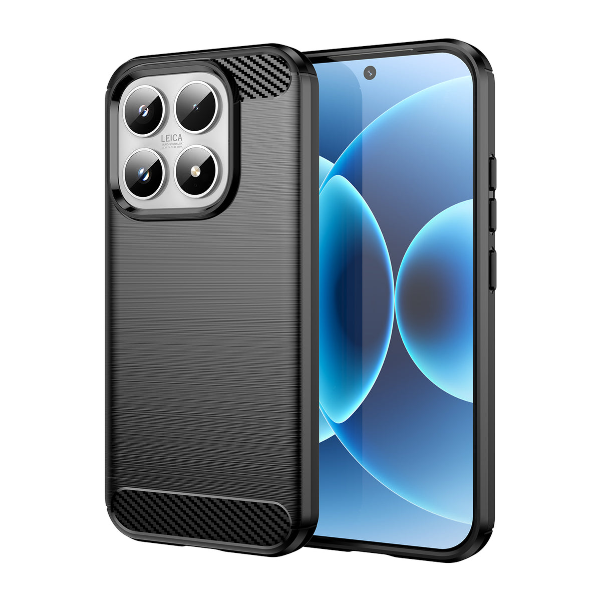 WANLONFENG For Xiaomi 17 Case with Screen Film  LS Series Big Lens Hole Brushed Texture TPU Phone Cover