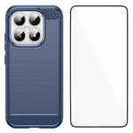 WANLONFENG For Xiaomi 17 Case with Screen Film LS Series Big Lens Hole Brushed Texture TPU Phone Cover