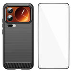 WANLONFENG For Xiaomi 17 Pro Max Case with Screen Film  LS Series Big Lens Hole Brushed Texture TPU Phone Cover