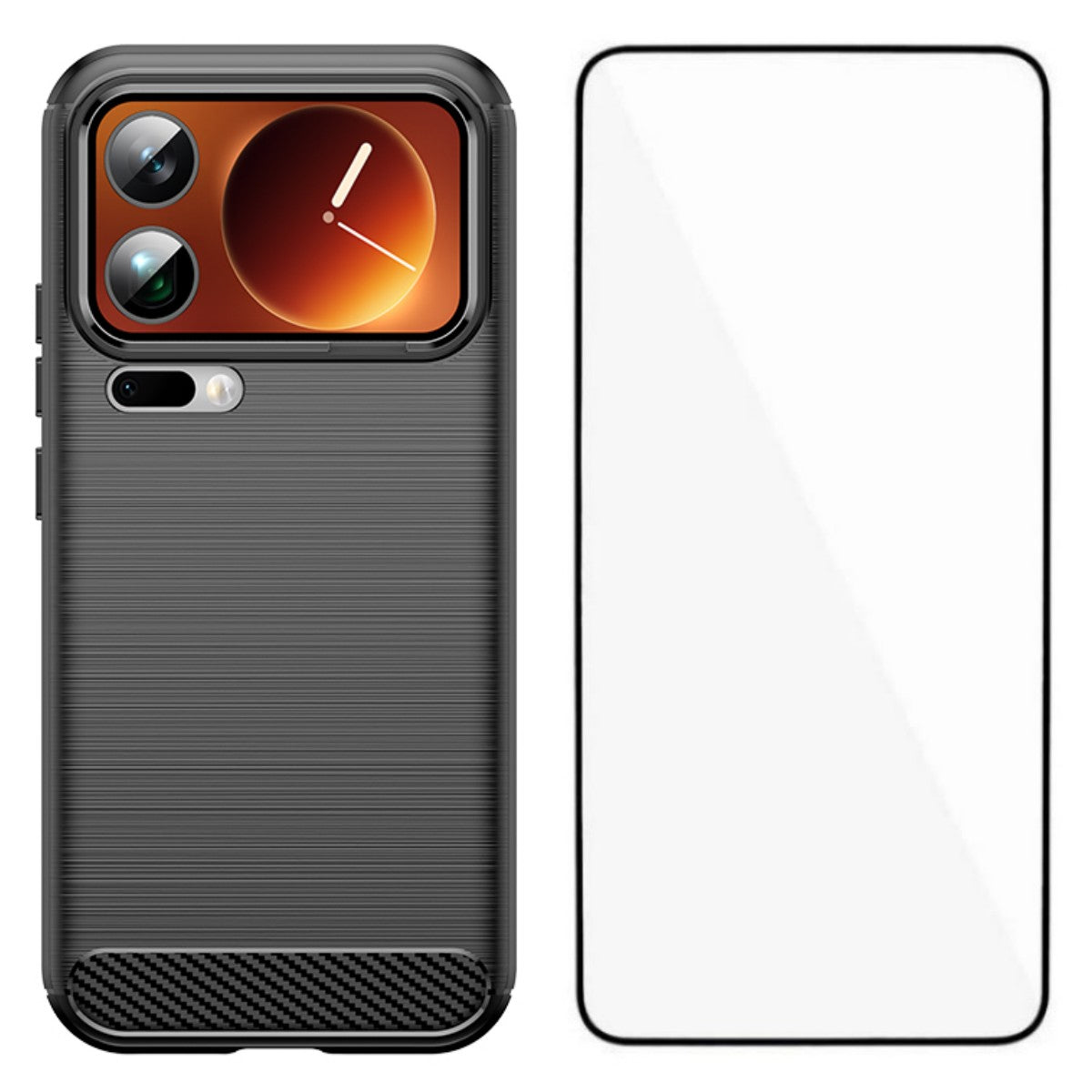 WANLONFENG For Xiaomi 17 Pro Max Case with Screen Film  LS Series Big Lens Hole Brushed Texture TPU Phone Cover