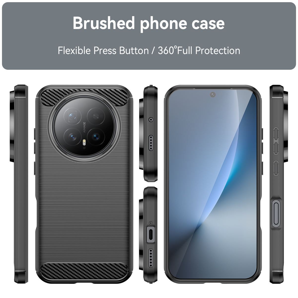 WANLONFENG For Honor Magic8 5G Case with Screen Film  LS Series Big Lens Hole Brushed Texture TPU Phone Cover