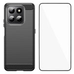 WANLONFENG För Honor 400 Smart 4G / Honor X7d 4G / Honor 400 Smart 5G Skal med Skärmfilm LS-serien Stort Linshål Borstad Textur TPU mobilskal