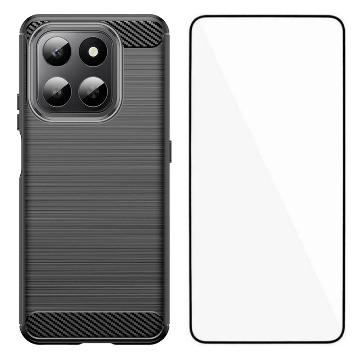 WANLONFENG För Honor 400 Smart 4G / Honor X7d 4G / Honor 400 Smart 5G Skal med Skärmfilm LS-serien Stort Linshål Borstad Textur TPU mobilskal
