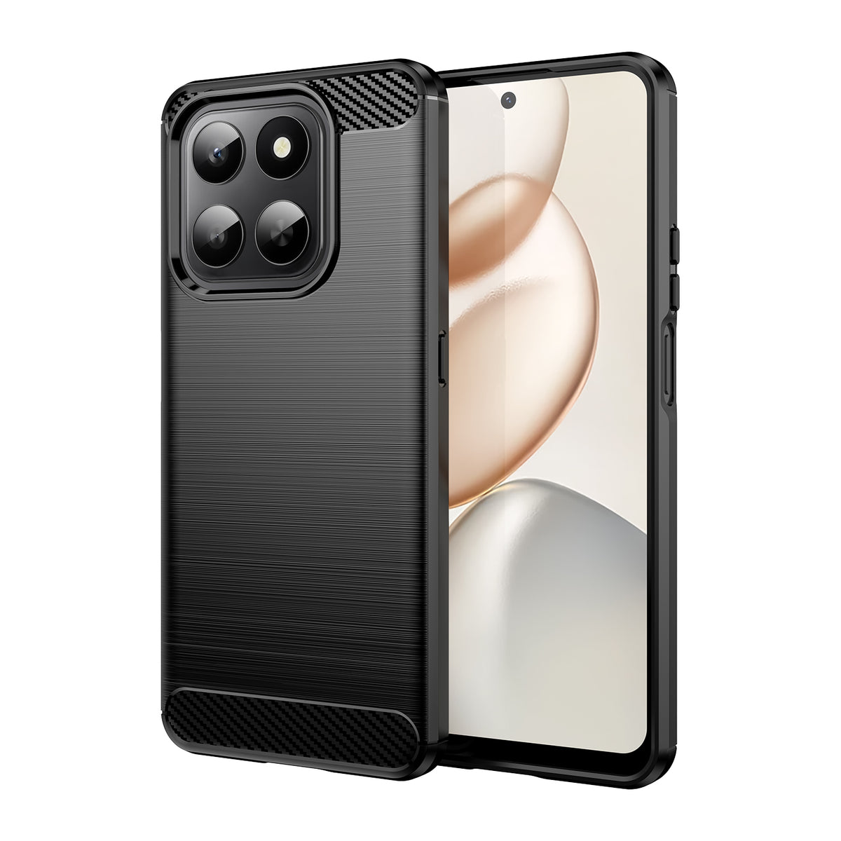 WANLONFENG För Honor 400 Smart 4G / Honor X7d 4G / Honor 400 Smart 5G Skal med Skärmfilm LS-serien Stort Linshål Borstad Textur TPU mobilskal