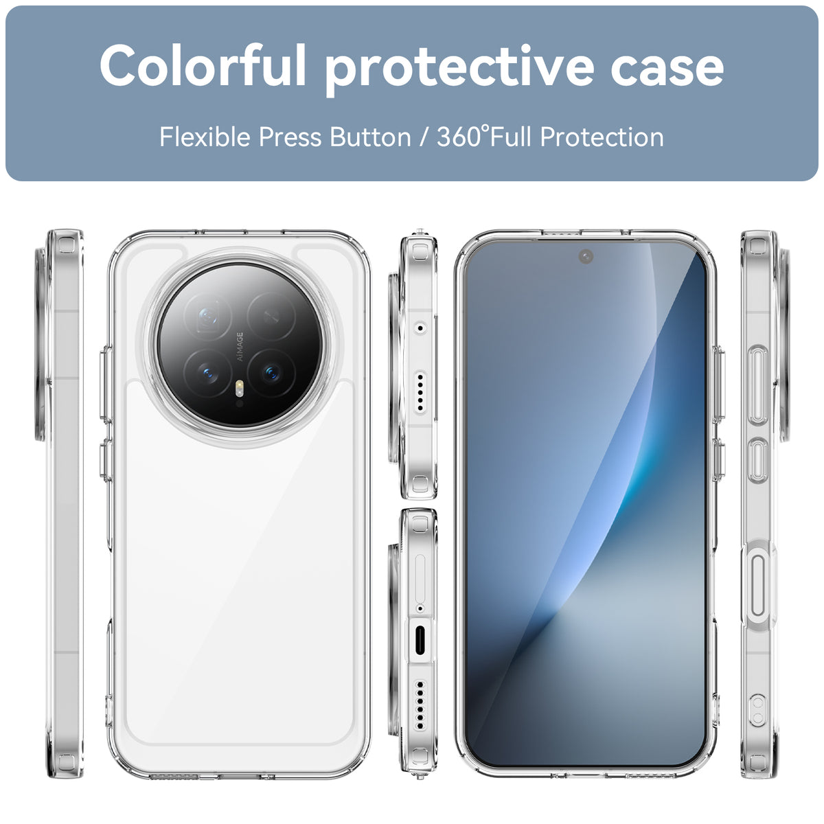 WANLONFENG For Honor Magic8 5G Case  MF Series TPU Acrylic Clear Phone Cover with Tempered Glass Film