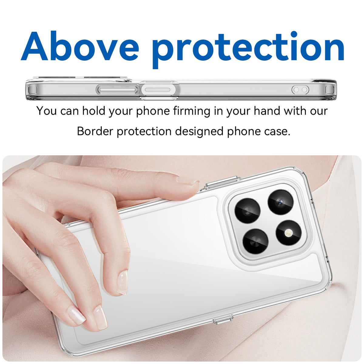 WANLONFENG til Honor 400 Smart 4G / Honor X7d 4G / Honor 400 Smart 5G, cover i MF-serien af TPU og akryl, gennemsigtigt mobilcover med hærdet glasfilm