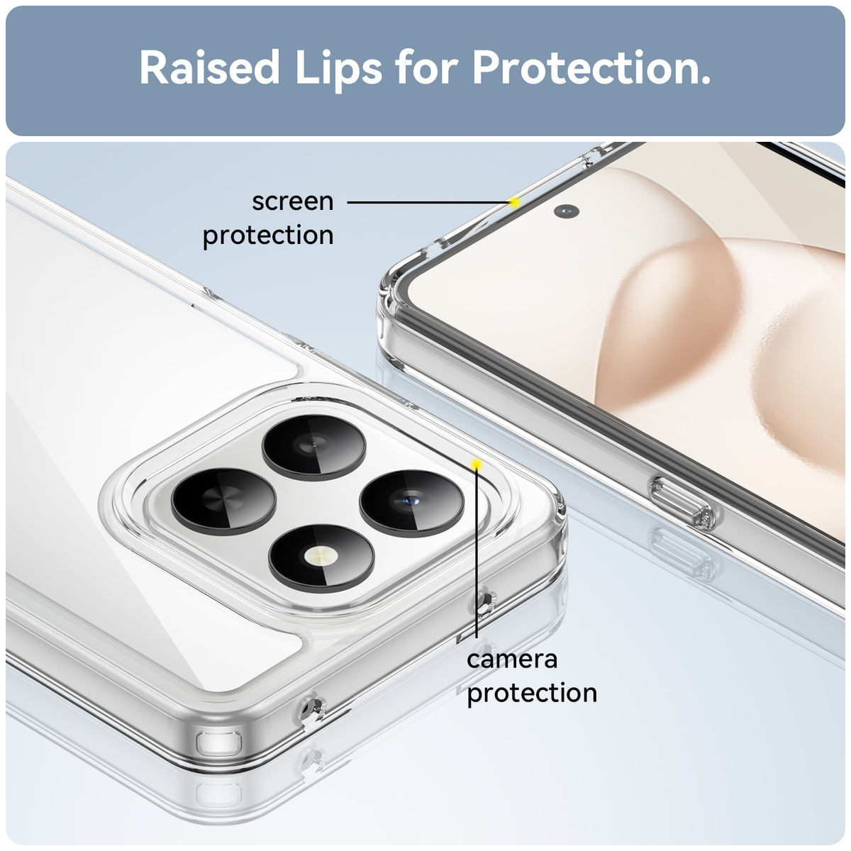 WANLONFENG til Honor 400 Smart 4G / Honor X7d 4G / Honor 400 Smart 5G, cover i MF-serien af TPU og akryl, gennemsigtigt mobilcover med hærdet glasfilm